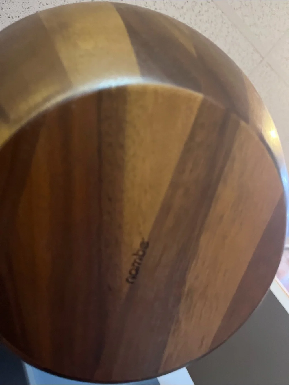 Nambe Wooden Serving Bowl with Stainless Steel Dip Bowl - Brown